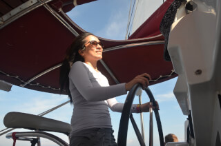 Denise at the helm
